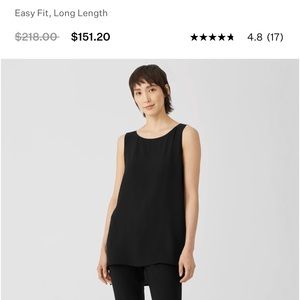 NWOT Eileen Fisher Georgette Silk Black Sleeveless Tunic